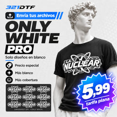 Envía tus archivos DTF Textil solo TINTA BLANCA | Entrega 24h — 321DTF