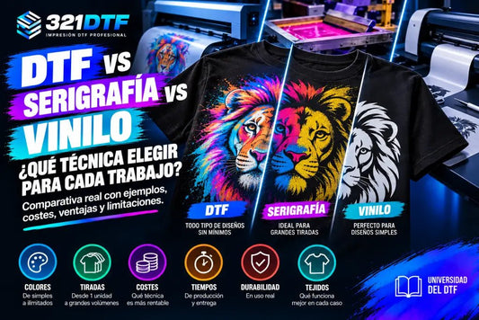 DTF vs serigrafía vs vinilo: ¿qué técnica elegir para cada trabajo? - 321DTF
