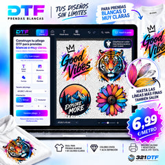 Construye tu pliego DTF textil para PRENDAS BLANCAS online | Diseña y personaliza fácilmente