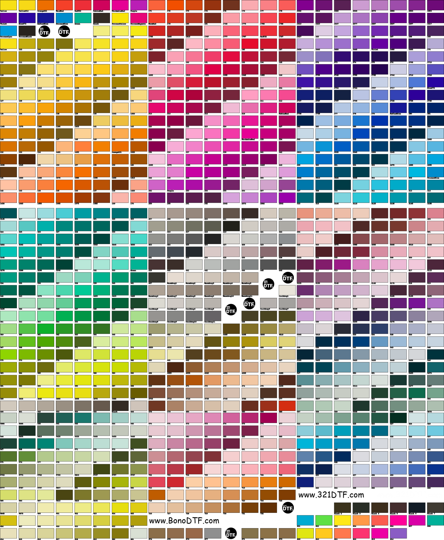 Muestra Pantone impreso - descarga el archivo en la decripcion - 321DTF